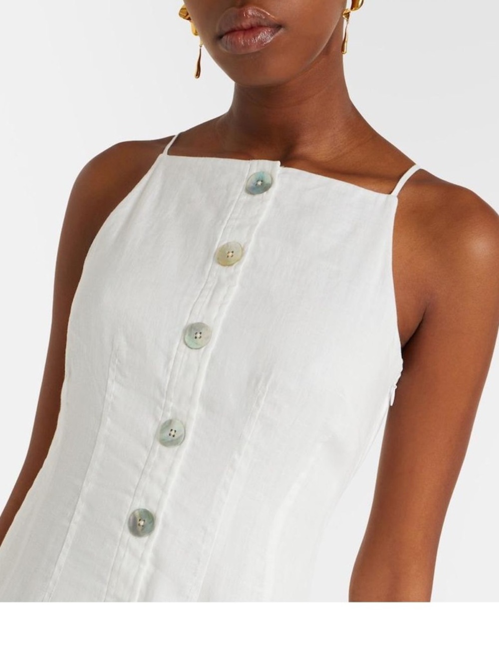 Veronica Beard White Linen Button-Front Midi Dress - Picture 2 of 7